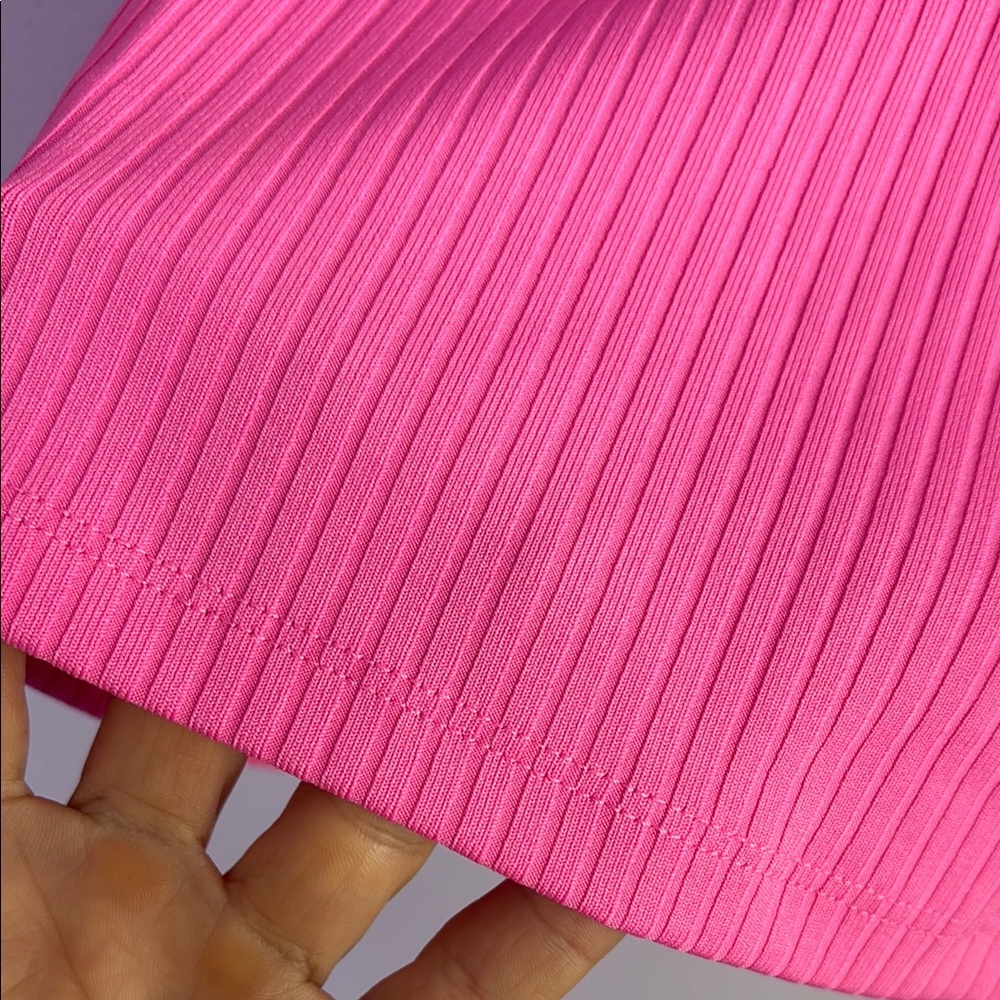 Pink Ribbed Button-Front Women's Top - Picture 5 of 8